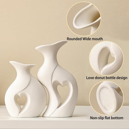 Nordic Embrace White Ceramic Vase (Set of 2)