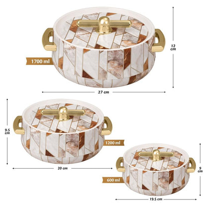 Elegance Royal Inner Steel Casserole Set of 3 (1700ml, 1200ml, 600ml)