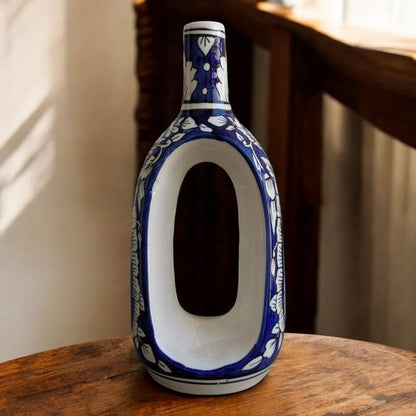 Mughal Elegance Hand-Painted Ceramic Vase – 11 Inch