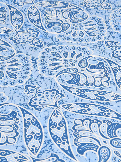 Rangloom Fabrics Blue Ethnic Motifs Pure Cotton 180 TC King Fine Bedsheet with 2 Pillow Covers-