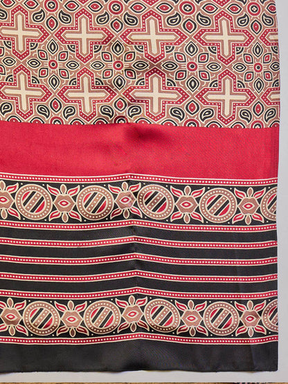 Rani Raiment Striped Satin Block Print Saree