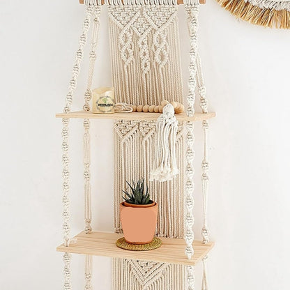 3-Tier Macrame Wall Hanging Shelf
