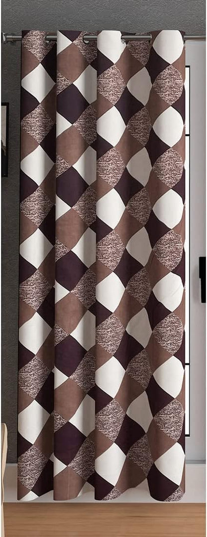 Checkered Pattern Designer Printed Curtains Pack of 2