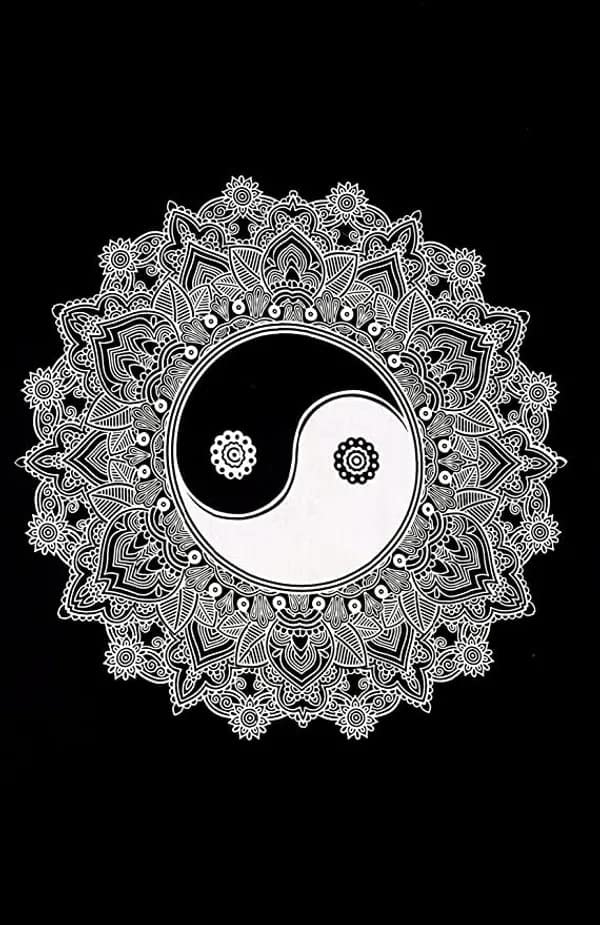 Jaipuri Yin Yang 100% Cotton King Size Printed Bedsheet with Pillow Covers