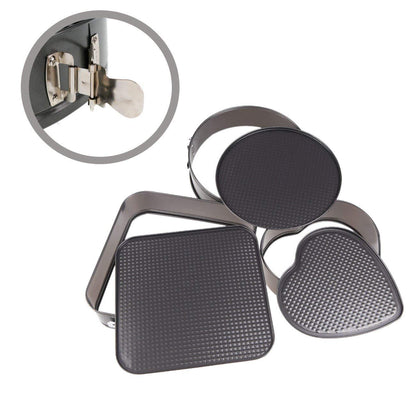 3-Piece Non-Stick Springform Cake Pan Set (Heart, Round & Square)