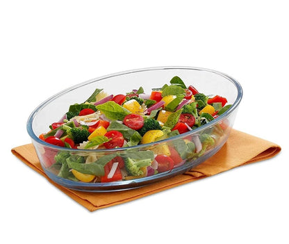 Glass Baking Dish Serving Tray, Transparent, Microwave Oven Dishwasher Freezer Safe, Oval Borosilicate Glass Baking Tray – 700ml (pack of 1)