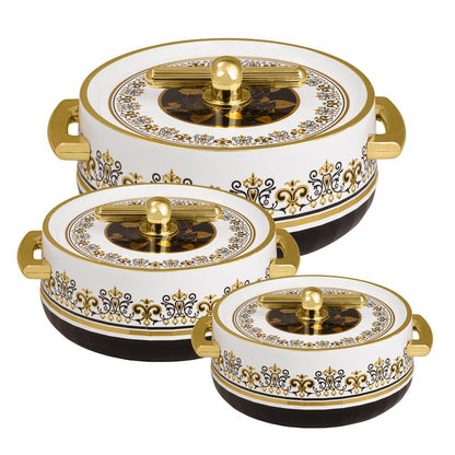 Elegance Royal Coral Black Inner Steel Casserole Set of 3 (1700ml, 1200ml, 600ml)