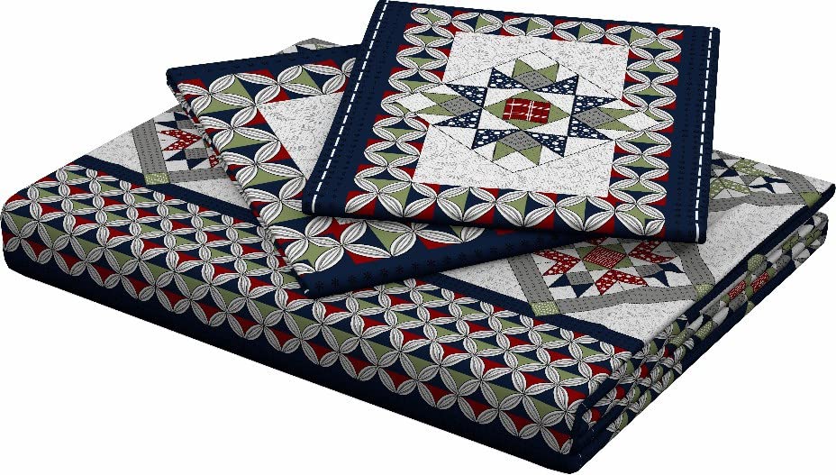 Rajasthani Jaipuri Sanganeri Printed Pure Cotton 180 TC with 2 Pillow Covers – Multicolor Geometric Print