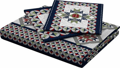 Rajasthani Jaipuri Sanganeri Printed Pure Cotton 180 TC with 2 Pillow Covers – Multicolor Geometric Print