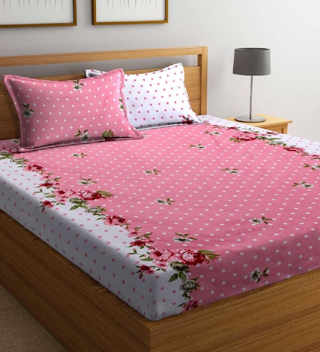 Floral Superfine Cotton Blend Bedsheet with Pillow Covers (2 colors)