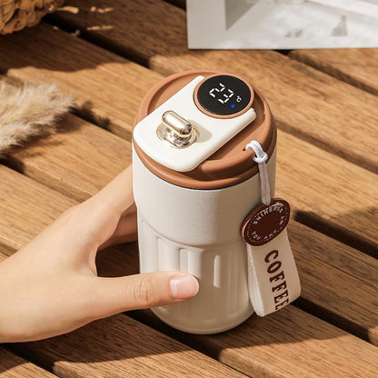 Smart Temperature Display Travel Mug – 460ml (White Brown)