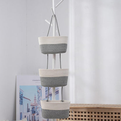 Hanging Basket Large 3 Tier Storage Bag for Indoor Tabletop Bathroom Bedroom Hanging Basket