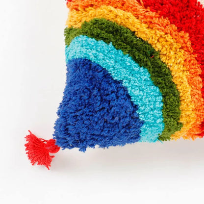 Tufted Rainbow Corner Curve Cushion Cover with Tassels – 16x16 Inch (pack of 1)