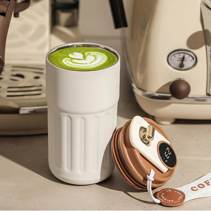 Smart Temperature Display Travel Mug – 460ml (White Brown)