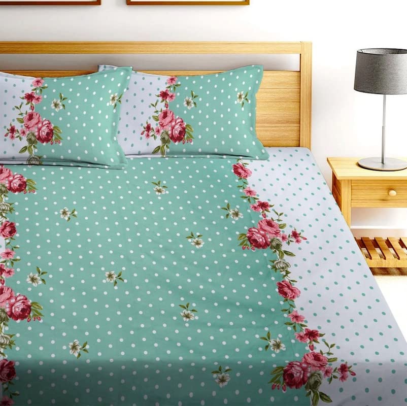 Floral Superfine Cotton Blend Bedsheet with Pillow Covers (2 colors)