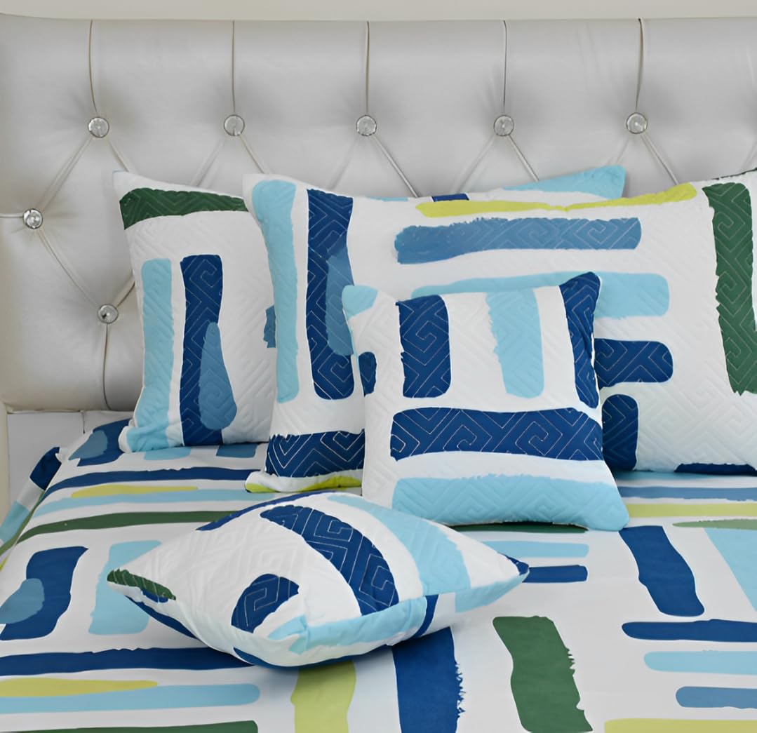 Quilted Elegance 5-Piece Premium Cotton Bedsheet Set –  (Multicolor)
