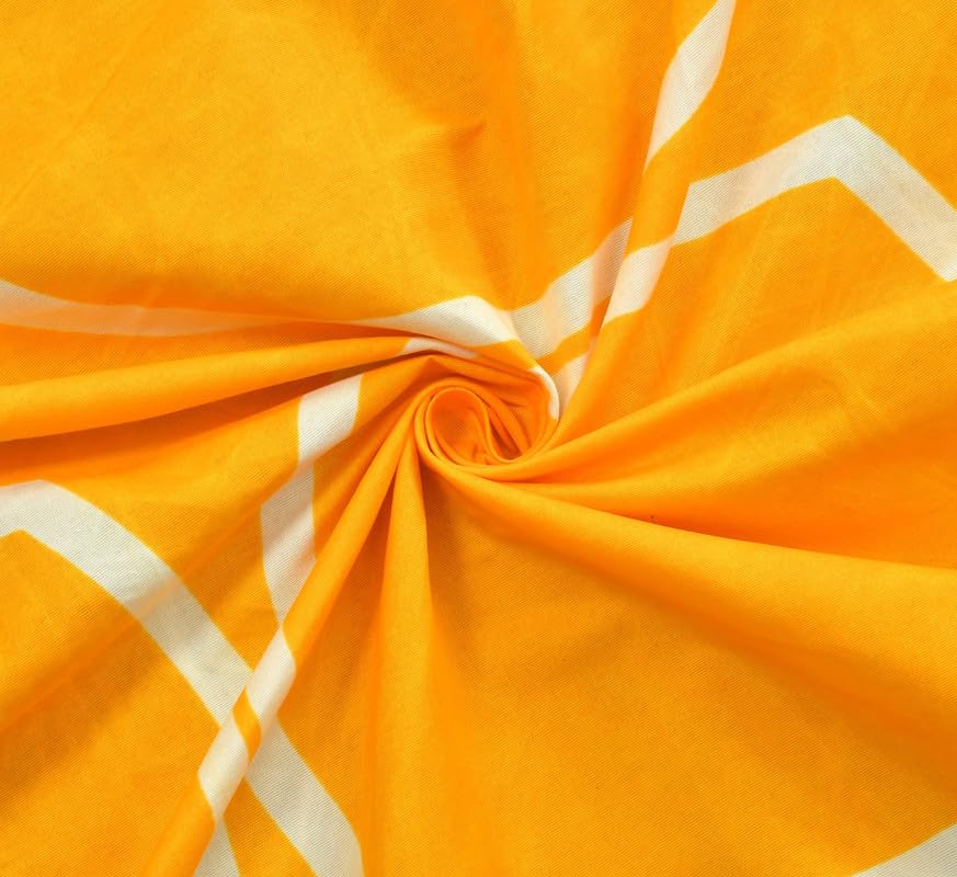 Vibrant Yellow Checked Bedsheet Set – Glace Cotton Comfort 5-Piece