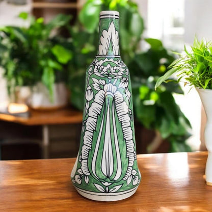 Mughal Elegance Hand-Painted Ceramic Vase – 11 Inch
