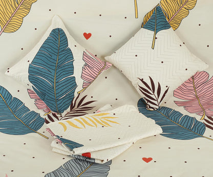 Flora Cotton 5-Piece Botanical Bedsheet Set – Double Size