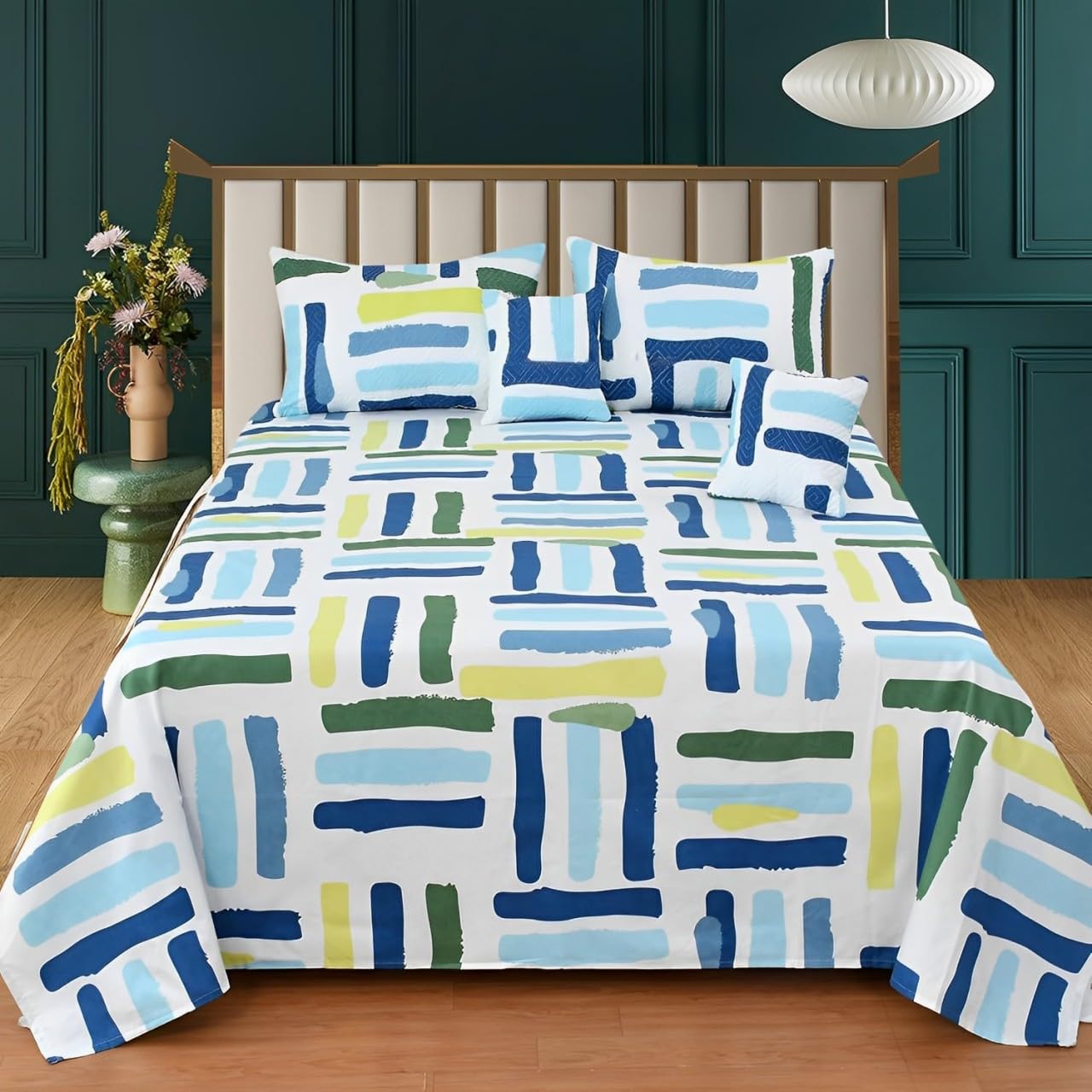 Quilted Elegance 5-Piece Premium Cotton Bedsheet Set –  (Multicolor)