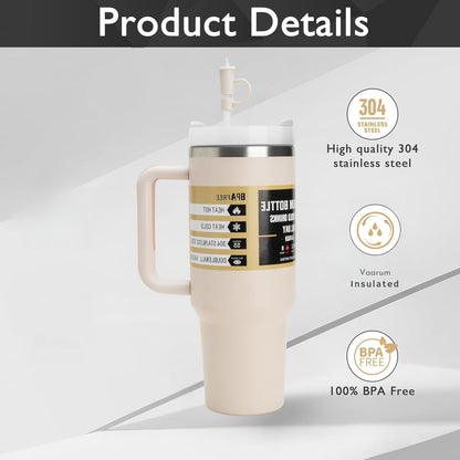 1200ML Stainless Steel Travel Tumbler with Handle & Straw