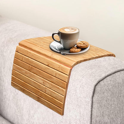 Wooden Hallway Sofa Arm Tray Table Flexible Foldable Sofa Tray for Couch Armrest