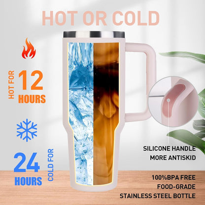 1200ML Stainless Steel Travel Tumbler with Handle & Straw