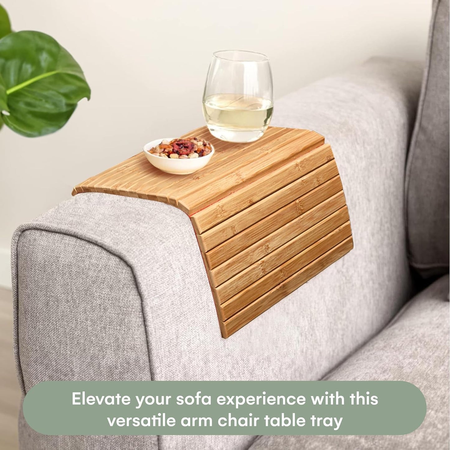 Wooden Hallway Sofa Arm Tray Table Flexible Foldable Sofa Tray for Couch Armrest