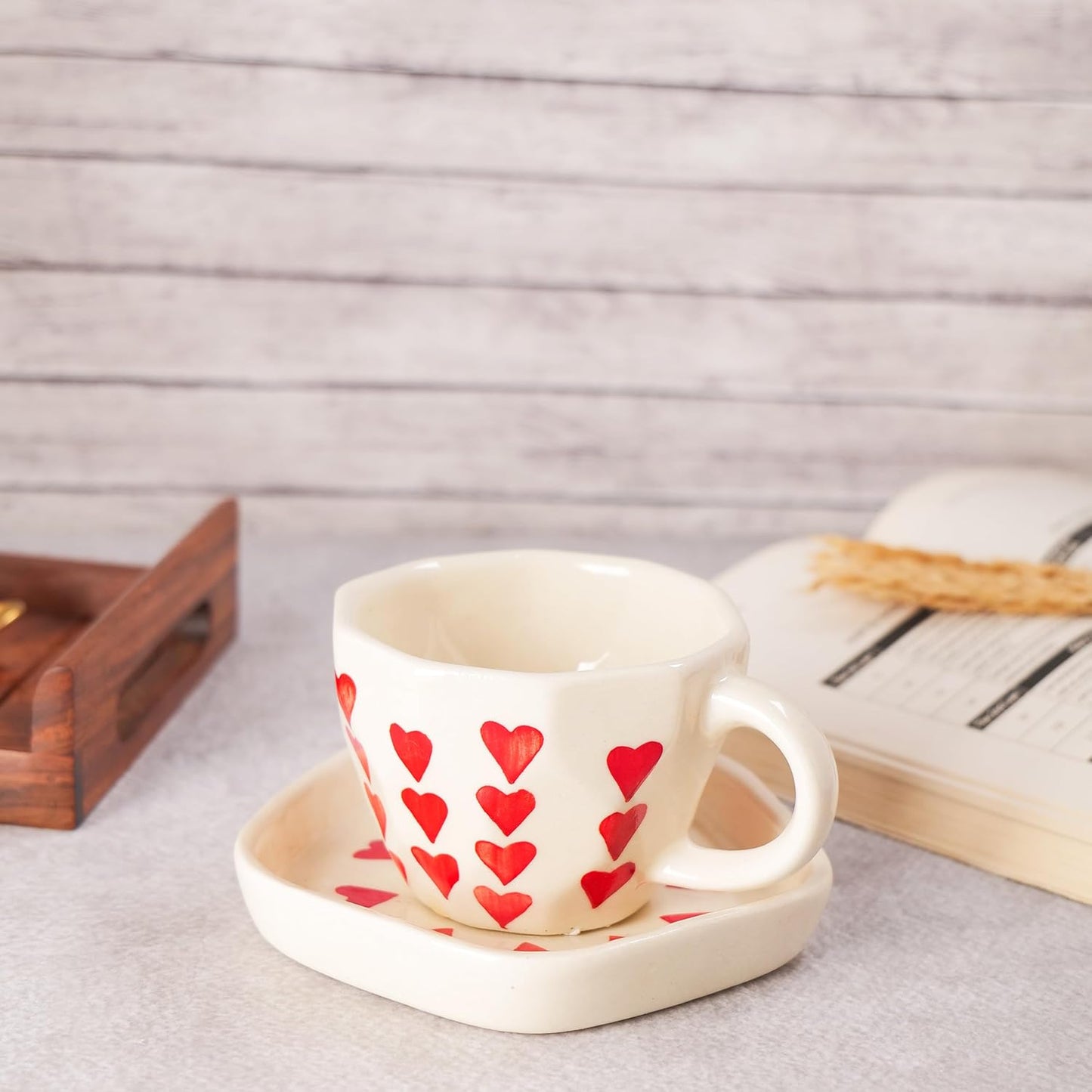 Trendy Ceramic Chai & Coffee Cup with Saucer – 200ML (Set of 1)