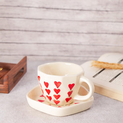 Trendy Ceramic Chai & Coffee Cup with Saucer – 200ML (Set of 1)