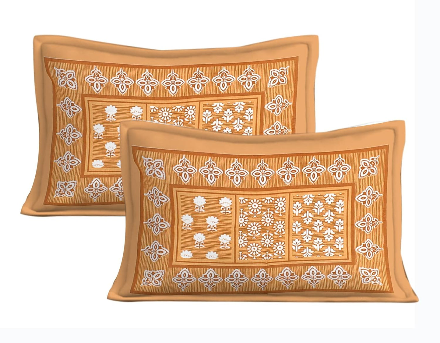 Rajasthani Jaipuri Square Design 100% Cotton Bedsheet with Pillow Covers