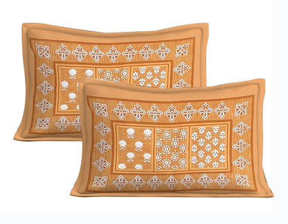 Rajasthani Jaipuri Square Design 100% Cotton Bedsheet with Pillow Covers