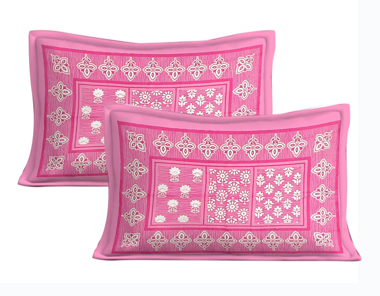 Rajasthani Jaipuri Square Design 100% Cotton Bedsheet with Pillow Covers