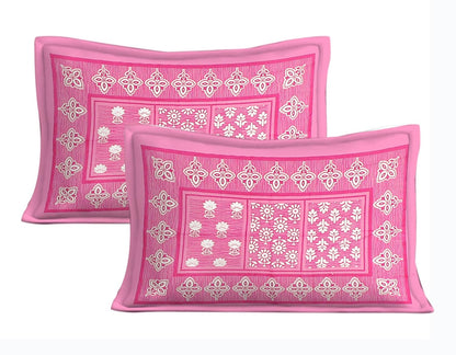 Rajasthani Jaipuri Square Design 100% Cotton Bedsheet with Pillow Covers