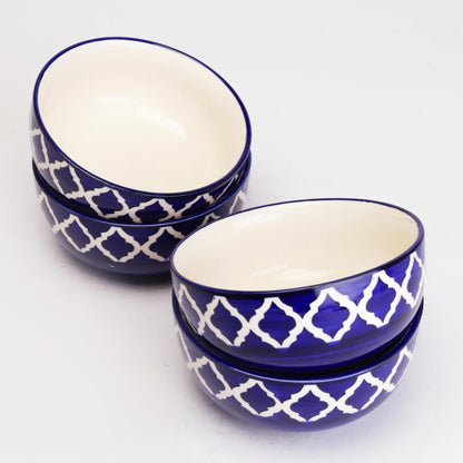 Handmade Ceramic Bowl, Small Serving Bowl for Home Kitchen 180ML Bowl (Blue Bowl Pack of 4)
