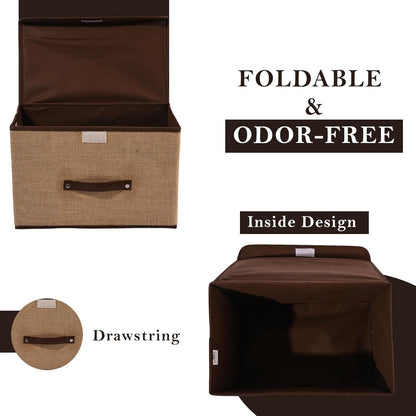 Jute Foldable Organizers for Clothes | Closet Organizer for Toys | Books | Blankets | Space Saver Utility - Pack of 2 (Large)