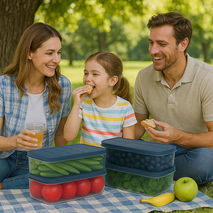 Fridge Storage Boxes – Stackable Food Storage Containers 6-Piece Set – 1200ml Each