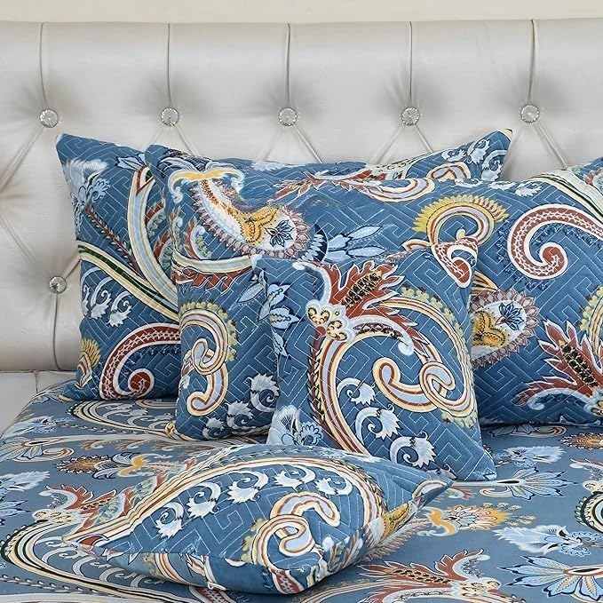 Royal Bloom 5-Piece Embroidered Cotton Bedsheet Set – King Size