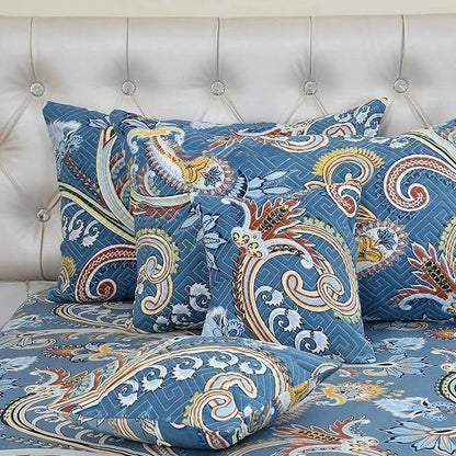 Royal Bloom 5-Piece Embroidered Cotton Bedsheet Set – King Size