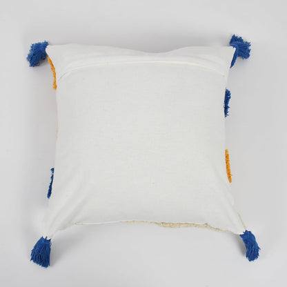 Handcrafted Multi-Colored Cushion Covers with Blue Tassels (Set of 2)