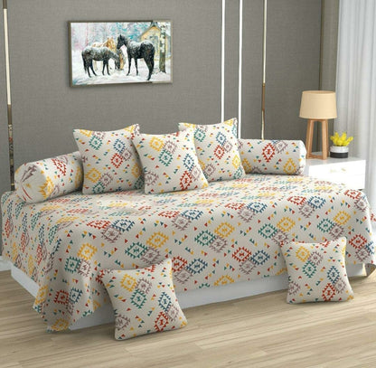 Modern Elegant Geometric Design 8-Piece Diwan Cover Set