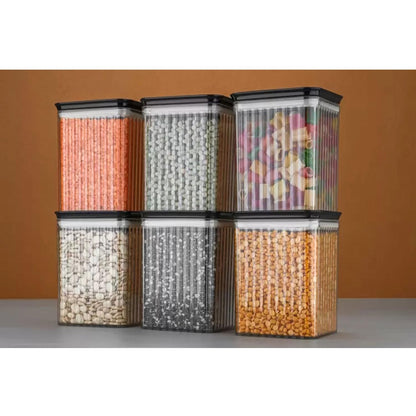 1100ml Airtight Square Food Storage Container For Kitchen, Multi Proposal Kitchen Container Set– BLACK (12 Pcs Combo)