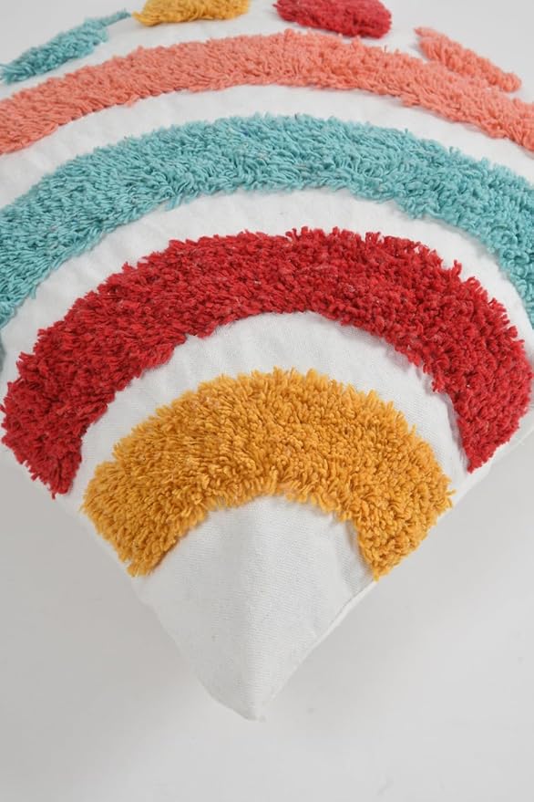 Multicolor Squares Cotton Cushion Covers – Set of 5 (16 x 16 Inches, 230 TC)