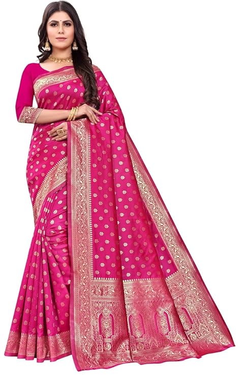 Rani Raiment Women's Pure Kanjivaram Silk Saree Banarasi Soft Sari With Blouse Piece For Wedding