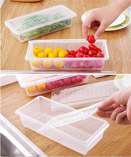 Smart Storage Boxes Organizer with Removable Drain Plate and Lid Stackable Storage Plastic Containers Set of 6