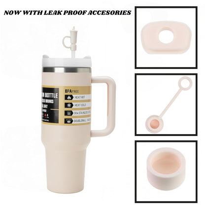 1200ML Stainless Steel Travel Tumbler with Handle & Straw