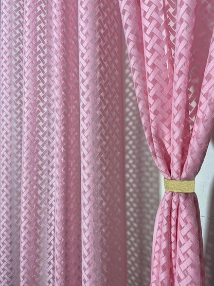 Cross Net Light Filtering Curtains for Home Decor Set of 2