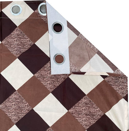 Checkered Pattern Designer Printed Curtains Pack of 2