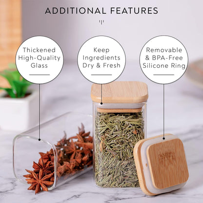 Glass Food Storage Containers with Airtight Wooden Lids 280ml – Pack of 9