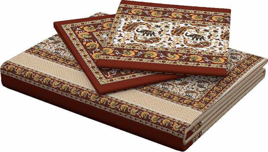 Jaipuri Ethnic Muftis Cotton Bedsheet With Pillow Covers